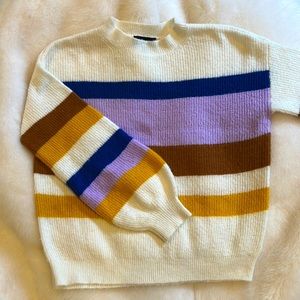Express Vintage Stripe Balloon Sleeve Sweater